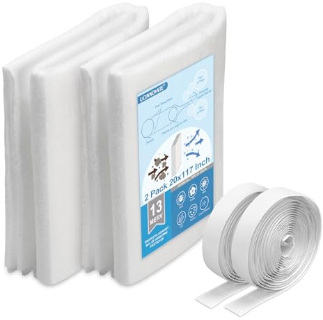 VVFLED 32Ft² Klipp för att passa luftfiltermaterial, 2-pack 50 cm x 30 cm Merv 13 ventilfilter med 30 cm presenning för damm husdjurs mjällkontroll så liten som 0,3 mikron