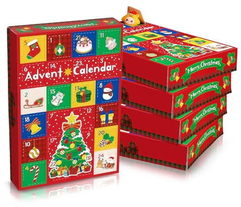 5 Sets Advent Calendar Boxes To Fill Yourself, 2025 Christmas Advent Calendar Boxes with 24 Empty Drawers, Red Christmas Countdown, DIY Advent Calendar Kit Xmas Gift Boxes for Kids Family Friend