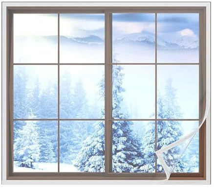Lámina aislante para ventana, película protectora transparente a prueba de viento, barrera térmica reutilizable para el hogar, dormitorio, jardín de invierno
