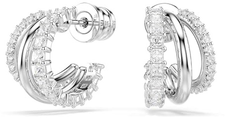 Swarovski Hyperbola Kreolen, Rundschliff, Mini, Weiß, Rhodiniert