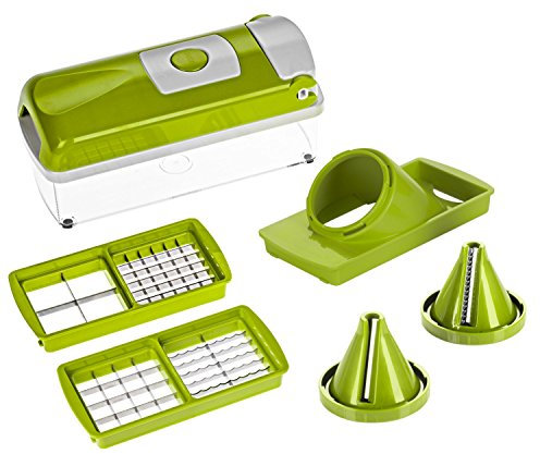 Genius - Nicer Dicer Plus Kompakt grün 7 Teilig mit Julietti, Gemüseschneider