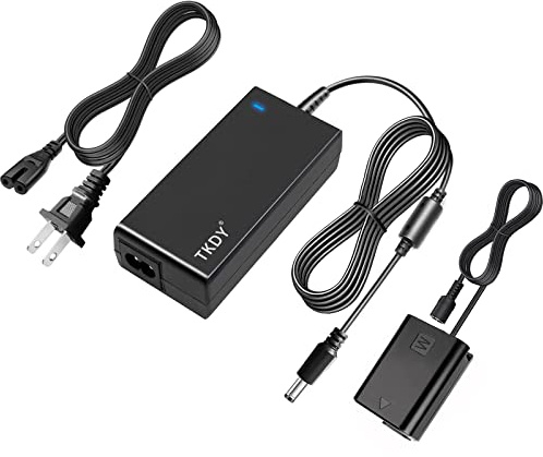 TKDY NP-FW50 ZV-E10 Dummy Battery, AC-PW20 Continuous Power Supply Adapter Kit, Compatible for Sony Alpha ZVE10 A6400 A6000 A6100 A5100 A7 A7II Cameras.