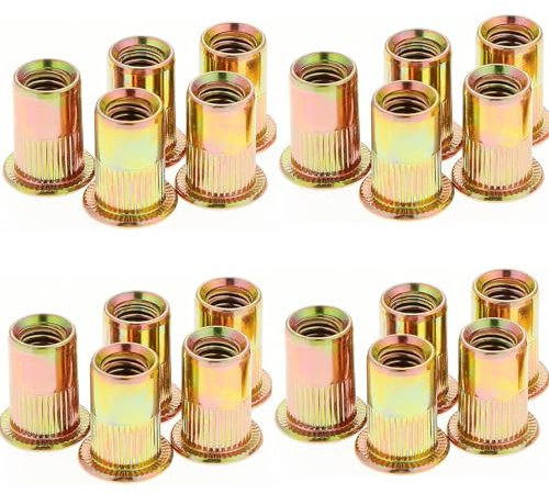 HSeaMall - Juego de 50 tuercas de remache M6 de acero al carbono chapado, con interior roscado.