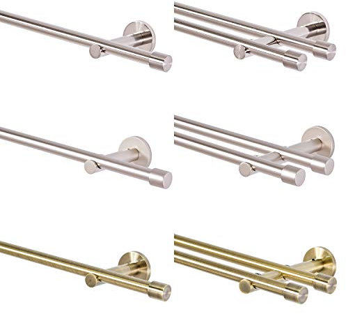 MDEKOR Gardinenstange 2 läufig 200 cm lang Silber Matt Gardinenstangenset aus Metall Vorhangstange doppelläufig Gardinenstangen Wandbefestigung