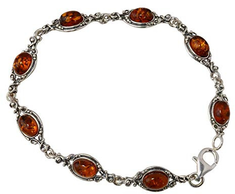 HolidayGiftShops Bracelet Ambre Baltique Miel Argent Massif Kim