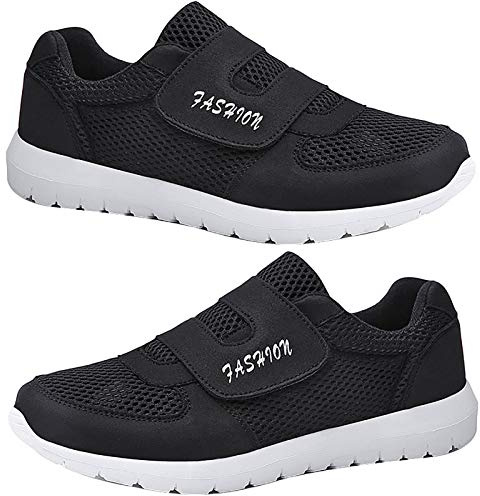 Porfeet Hommes Baskets, Hommes Maille Respirant sans Lacet Baskets Antidérapantes Course à Pied Chaussures De Plein Air Noir 43