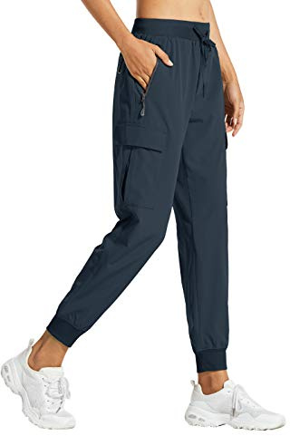 Libin Pantalones Trekking Mujer Pantalón de Cargo Joggers Ligero Secado Rápido Senderismo Pantalones de Montaña Deportivos Entrenamien Casual al Aire Libre, Azul Marino L