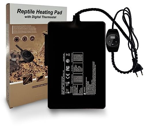 Reptil Heizmatten mit Thermostat, FIPASEN Terrarium Heizmatte für Schildkröten Schlangen Eidechsen Gecko Einsiedlerkrebse Frösche Spinnen Insektenzucht Pflanzenkasten - Wärmematte Reptil (11W:15x20CM)