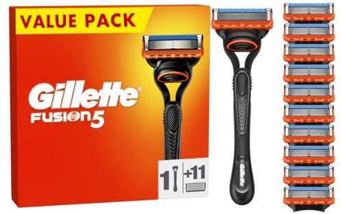 Gillette Fusion5 Recharges De Lames De Rasoir Pour Homme, 11 Recharges De Lames, Optimisées Pour Suivre Les Contours Du Visage, Avec Cinq Lames Anti-Friction Pour Un Rasage De Près