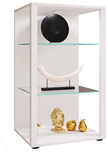 VCM Glasvitrine stehend | Vitrine Glas mit ESG-Sicherheitsglas | Maße ca .H. 90 x B. 52 x T. 44 cm | Standvitrine Glas | Modern und platzsparend | Glas Vitrinenschrank – Glasol XL