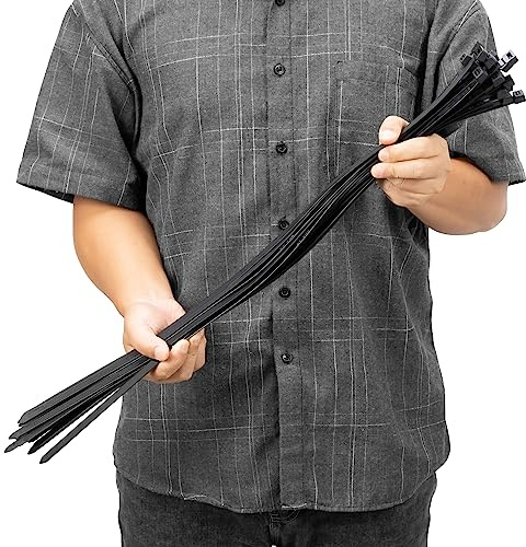 Armpow 50pcs 650mm x 9mm Long Heavy Duty Cable Tie Wide UV Resistant 80 KG Tensile Strength for HVAC Outdoor Construction,Ultra Strong Nylon Plastic Zip Tie Wraps (9mm x650mm, Black)