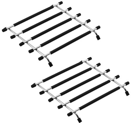 JJWNMLL topfuntersetzer Metall 2 pcs - schwarz Küchenarbeitsplatte Schutz topfuntersetzer Kohlenstoffstahl für heiße Pfannen Küchenarbeitsplatten Schutz mit Rutschfester Unterseite Gummifüßen