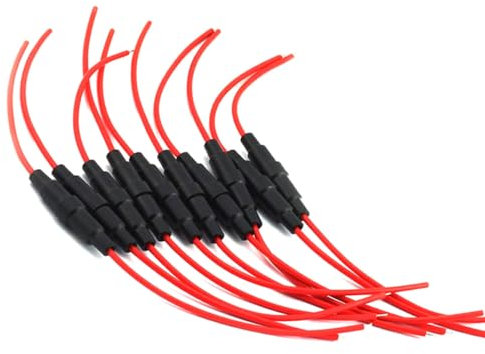Aiqeer 20 Pezzi 6 X 30 mm 32V 20A In-Linea Vetro Tubo Portafusibili, AGC Portafusibili in Vetro Auto con 16 AWG Cavo (Nero)