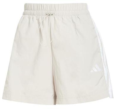 adidas Women's Essentials 3-Stripes Lifestyle Woven Shorts, Wonder Alumina/White, XS
