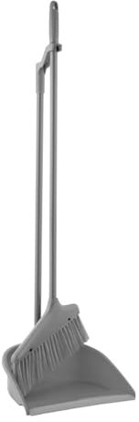 HOMESHOPA Long Handled Silver Dustpan and Brush Set, Upright Large Dustpan and Soft Broom, Household Cleaning Sweeping Brush for Indoor Outdoor Home Kitchen Office Lobby