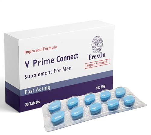 V Prime Connect - 20 Blue Tablets for Men - 100mg Herbal Supplement - Strong Effect - Mens Health Support Tablets - Performance & Enhancement - Ginseng Extract - Made in UK