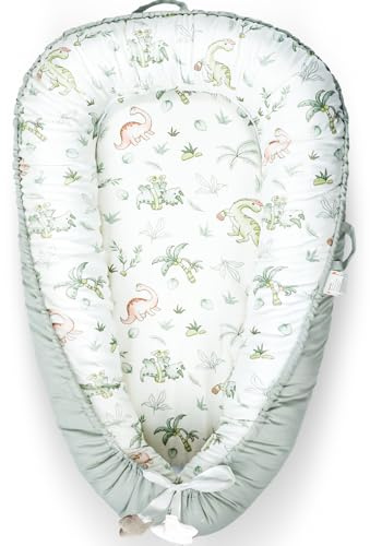 Wdmiya Baby Nest Pod for Newborn, Baby Lounger for 0-12 Months Boys Girls, 100% Cotton Baby Nest, Baby Essentials for Newborn (Dinosaurs)
