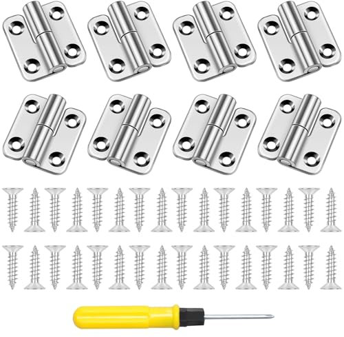 VIVIIHOO Charnières relevables en Acier Inoxydable 304, 8 pièces, 37 × 33 × 2 mm, Petites charnières pour Portes, Meubles, avec vis et Tournevis, charnières Pliables pour Portes, Meubles, armoires