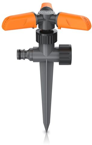 Brandson - Arroseur de Jardin, Arroseur de pelouse Rotatif 360 degrés, Arrosage Automatique pour Jardin, Portée de 10 m 80 m², 4 Bars, Angle d’arrosage réglable 45°, Système d'irrigation pour pelouse
