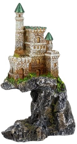 CLASSIC Décoration d'aquarium Château sur la Falaise - Décoration d'aquarium médiévale avec Base rocheuse - 105 x 70 x 175 mm