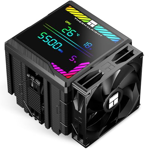 Thermalright Peerless Assassin 140 Digital Black CPU Cooler, Dual Towers and Dual CPU Fans, CPU Air Cooler, ARGB Digital Screen,1850 and 1500RPM+10%, for AM4/AM5,Intel LGA1851/1700, Black