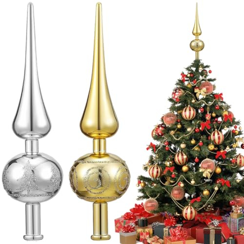 Julgransspets, Julträd spets stjärnor silver, julträd plastspets vacker mönsterplugg (guld och silver skickas slumpmässigt)