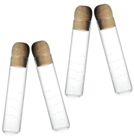 MAGICLULU 4 Piezas Filtro de Té para Tetera Tubo de Vidrio Transparente con Tapa de Corcho Reutilizable Colador Infusor para Tazas Hogar Oficina