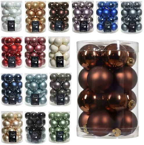 LS-LebenStil 18-20 Glas Weihnachtskugeln 6cm Braun - Espresso Christbaumkugeln - Matt Glänzend - Keine Nähte mit Öse zum Aufhängen Christbaumschmuck Weihnachtsbaumschmuck Dekokugel Baumkugel