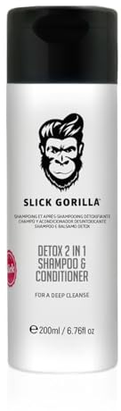 Slick Gorilla Detox 2 in 1 Shampoo and Conditioner for Men 200ml / 6.76 fl oz, Cleans, Strengthens, Hydrates, Infused with Natural Ingredients, All-in-One Daily Grooming Solution