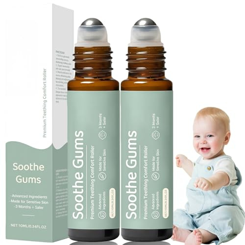 2PCS Teething Relief Roller,Teething Roller,Teething Essential Oil Roller,Teething Roller Natural Relief,Teething Oil for Daily Use,Reduce Teething Discomfort,Gentle Teething Oil Roller