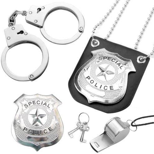 XRVRILE Esposas de policía de acero genuino, esposas para niños policía accesorios para niños para disfraz de cosplay
