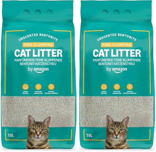by Amazon Litière pour Chat Fine et Agglomérante, sans Parfum, 10L (2 Paquet)