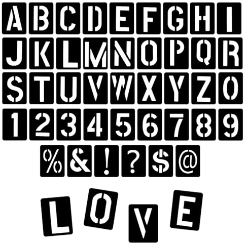 42 Pcs 3 Inch Letter and Number Stencils for Painting Reusable Plastic Alphabet Spray Paint Stencils Letters Letter Stencil Letters for Painting on Wood Wall Fabric Rock Sign DIY Art Projects
