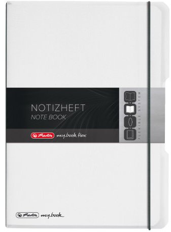Herlitz 11361425 Notizheft (A4, PP-Wechselcover mit Verschlußgummi, 80 g/m²), Farblos, 80 Blatt