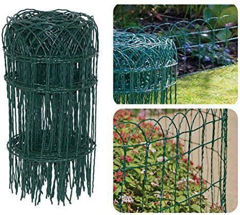 Garden Mile Garden Border Edging - Heavy Duty Fire Retardent Green PVC Coated Decorative Galvanized Wire Mesh Fence Panels for Lawn Patio Outdoor Borders Edger Fencing Protection (0.40M X 10M)