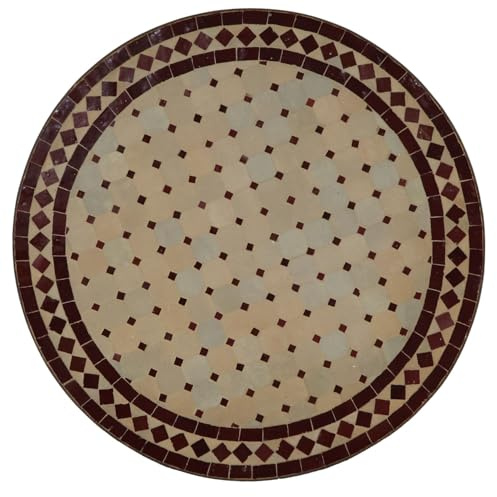 Tappeto orientale marocchino mosaico tavolo Ø60 Bordeaux