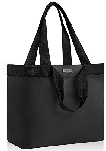 CHICECO XXL Große Shopper Einkaufstasche für Damen für die Arbeit im Fitnessstudio Wasserdichte Strandtasche aus Nylon - Schwarz