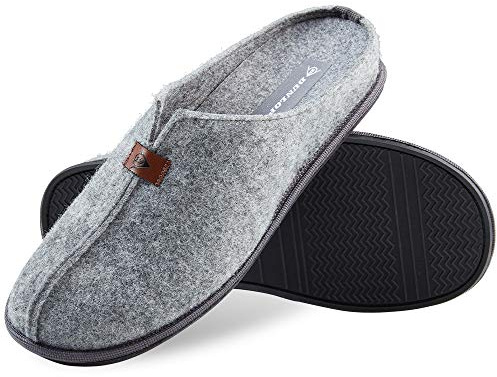 Dunlop Zapatillas Casa Hombre, Zapatillas de Estar por Casa Hombre de Fieltro, Suela Antideslizante (42, Gris, Numeric_42)