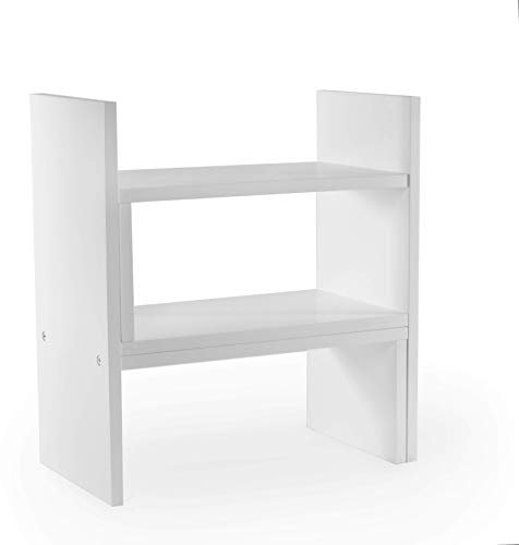 Adjustable Desk Storage Organiser – Desktop Shelf with 2 Drawers & 2 Shelves – Space Saving Desk Tidy for Office Study Craft | M&W