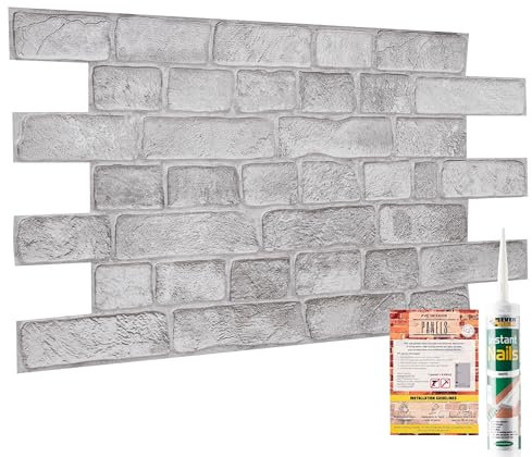 3D Paneles Decorativos para Pared Conjunto de de 10 Hojas Que Cubren 4.61 m² - PVC Paneles para Paredes Interiores - Tamaño del Panel Decorativo Pared 96x48cm – Pannelli Murali Effetto Mattone Grigio