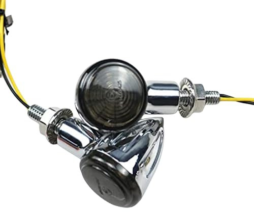 Motorrad LED Blinker für Honda Kawasaki Suzuki Yamaha Cruiser Chopper Bobber Cafe Racer CB400 200 GN125 Old School Custom (Chrom/Rauch)