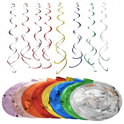 48 Piezas Decoraciones Remolino de Fiesta, Multicolor Serpentinas en Espiral, Plástico Remolino Colgante de Techo para Cumpleaños Navidad Boda Halloween Fiestas Decoraciones de Techo