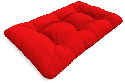 POKAR Euro Pallet Seating Cushion Water-Resistant - 1x Seat Cushion 120x80cm, Cold Foam, Removable Covers, Home and Garden Furniture, for Summer House Sofa, without Pallets, Red