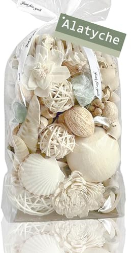 AlaTyche White Potpourri Bags,Pine Scented Potpourri Bowl Filler,Vase Filler,Decorative Dried Flowers, Home Fragrance Popery,Bathroom Decor, Crystal(20 oz)