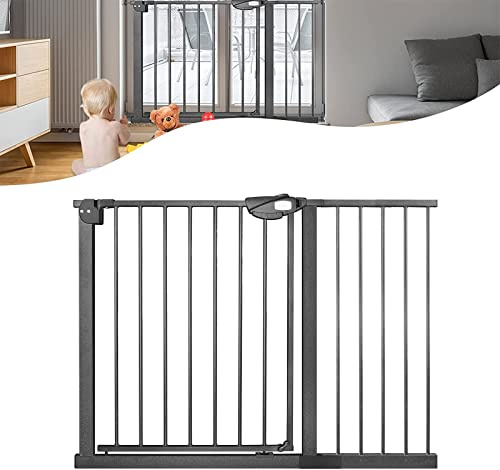 YARDIN Trappskyddsgaller, dörrskyddsgaller för barn utan borrning, dubbelt lås, skyddsgaller, klämgaller för barn och husdjur, 90° stopp, öppning med en hand, stängs automatiskt – svart, 105–115 cm