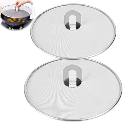Tufa 2 Pièces Couvercle Anti Projection, Couvercle Poele Anti Eclaboussure, Écran Anti-Projections de Graisse pour Poêle, Couvercle de Poêle en Acier Inoxydable Anti-éclaboussures(33cm, 29cm)