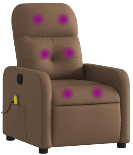 vidaXL Poltrona Massaggiante Reclinabile Marrone in Tessuto