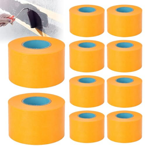 TGKYK 10 Rouleaux Ruban de Masquage Peinture, 50mm x 50m Peinture Masquage, Ruban Adhésif Polyvalent, Masquage Peinture pour la Peinture Décorative de Voiture (Or)