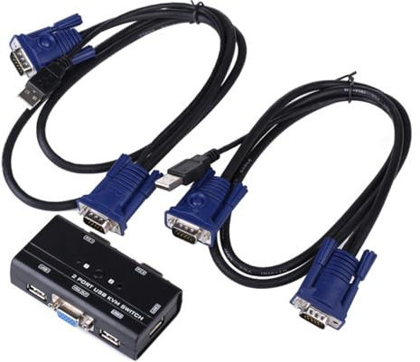 ierone Switch KVM VGA a 2 porte con 2 cavi KVM Selettore multiporta USB