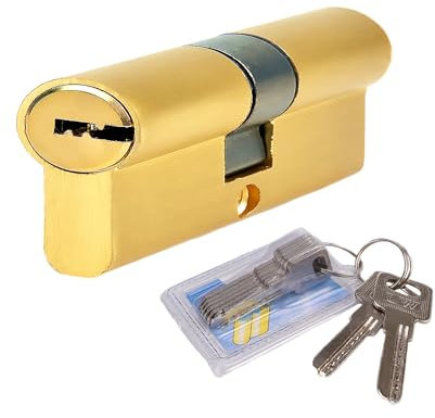 Euro Cilindro in Ottone, Cilindro di Chiusura con 5 Chiavi Principali+2 Chiavi Temporanei+1 Chiavi di Protezione, Serratura a Cilindro In Rame 40/40(80 mm) (40/40)